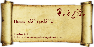 Hess Árpád névjegykártya